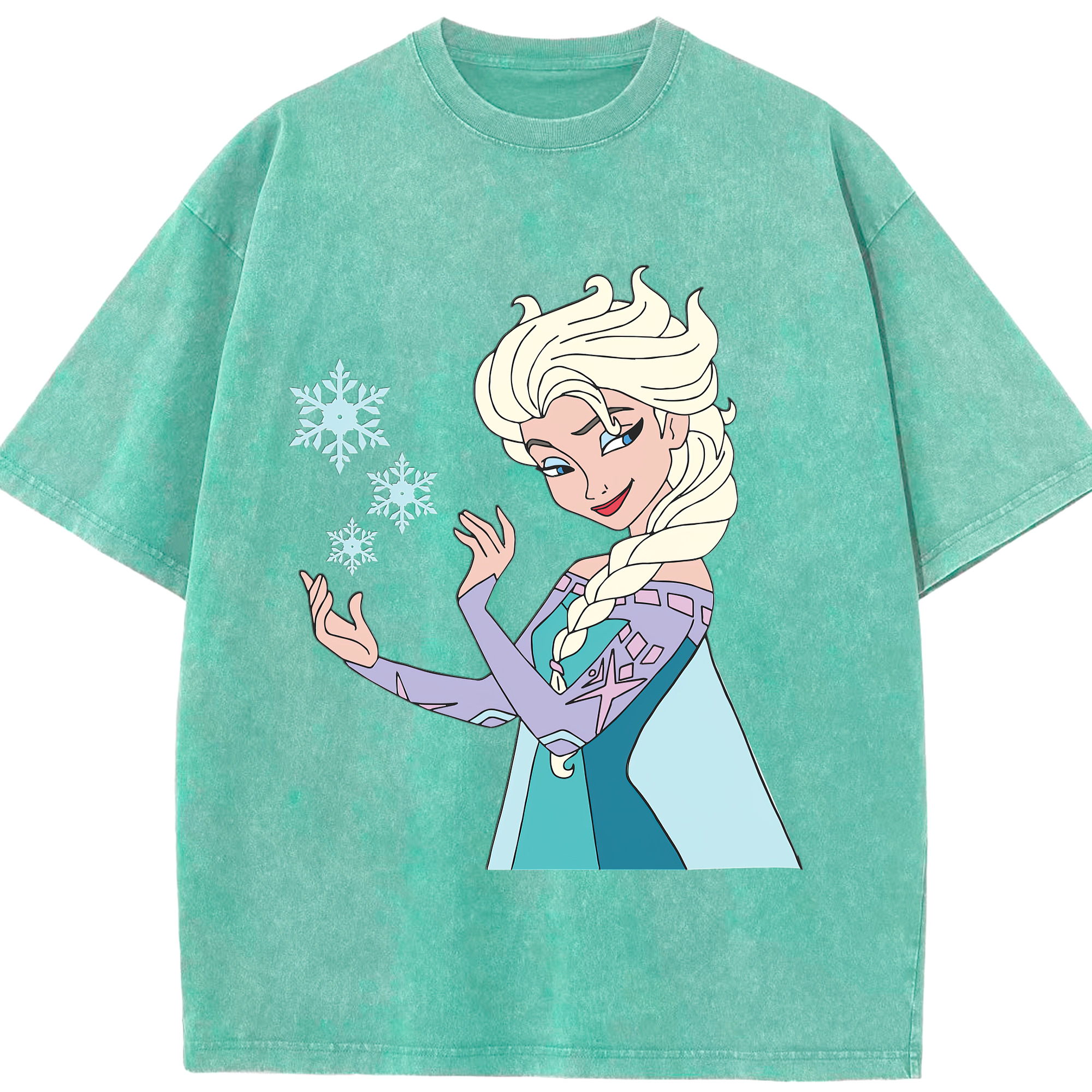 （画像用） アナと雪の女王 アンナ エルサ Frozen Anna Elsa 綿100% ヴィンテージ風 半袖Tシャツ（フロントプリント）